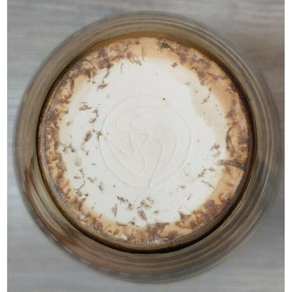 VTG Studio Art Pottery Gold Rim Hand Painted Brown Stoneware Pot Vase Dripped - Picture 4 of 12